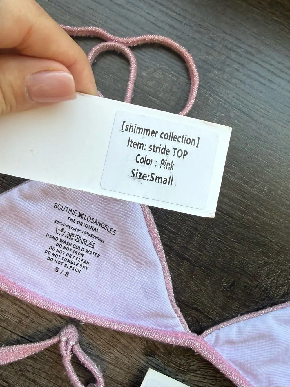Boutine LA shimmer minimal bottom and stride top sz small pink